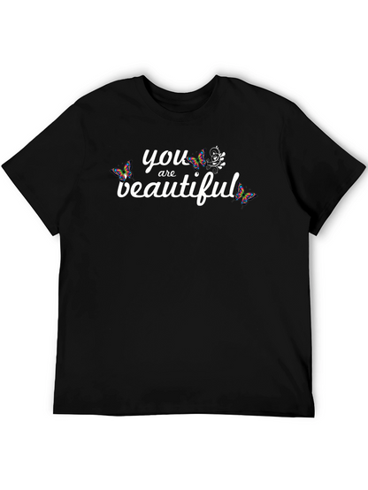 You Are Beautiful Butterfly Graphic Tee - Black