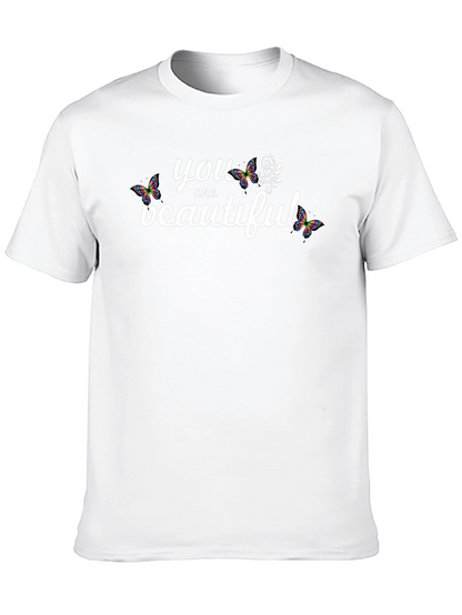 You Are Beautiful Butterfly Graphic Tee - Black