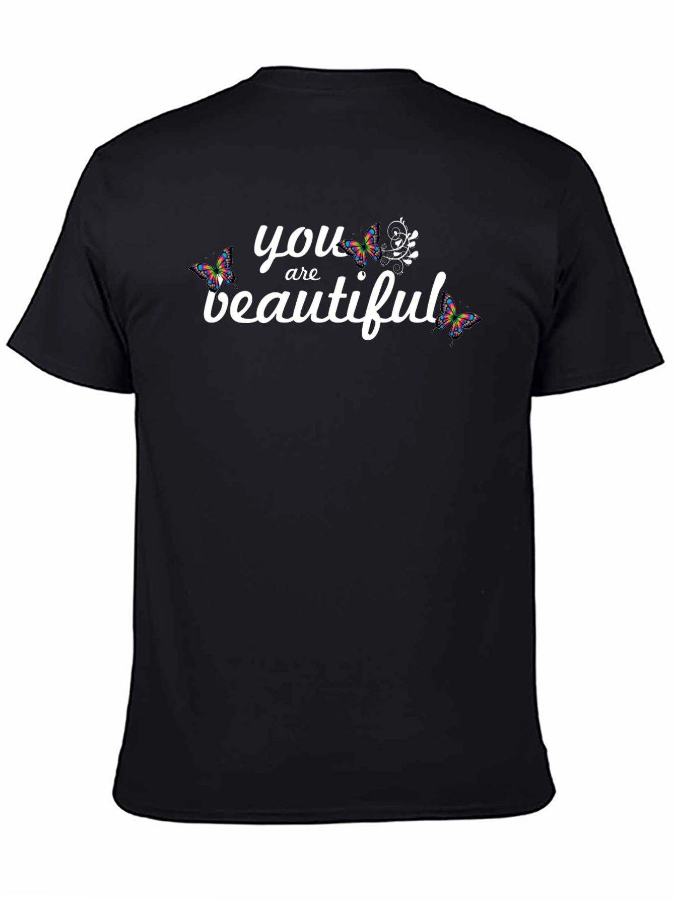 You Are Beautiful Butterfly Graphic Tee - Black