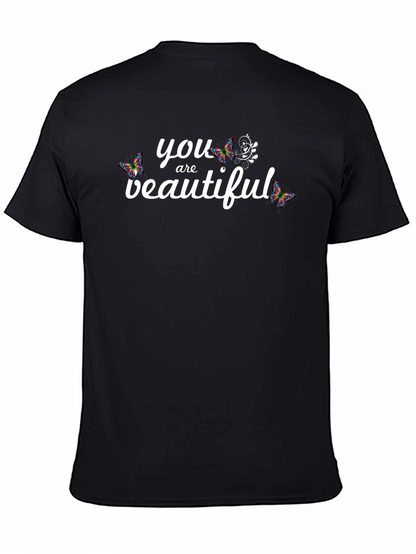 You Are Beautiful Butterfly Graphic Tee - Black