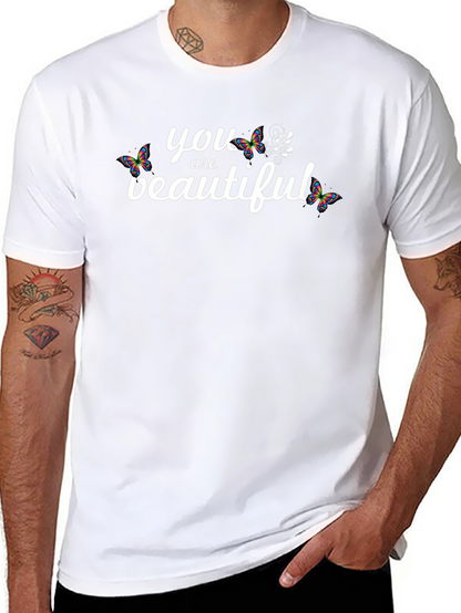 You Are Beautiful Butterfly Graphic Tee - Black