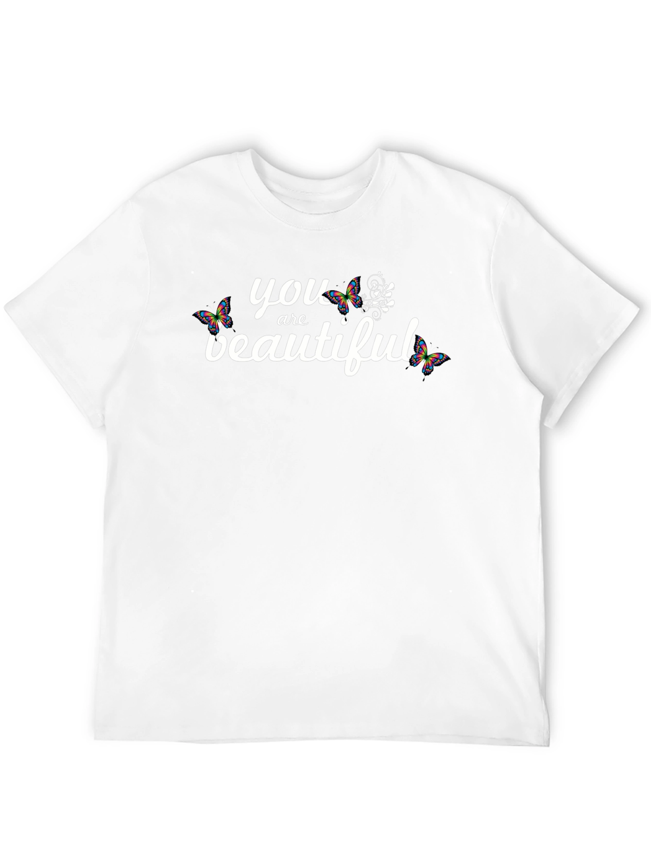 You Are Beautiful Butterfly Graphic Tee - Black