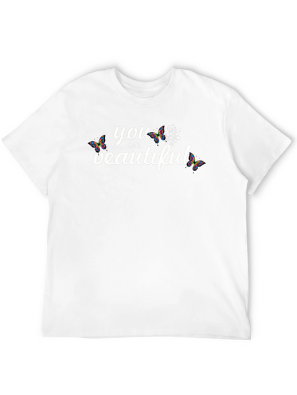 You Are Beautiful Butterfly Graphic Tee - Black