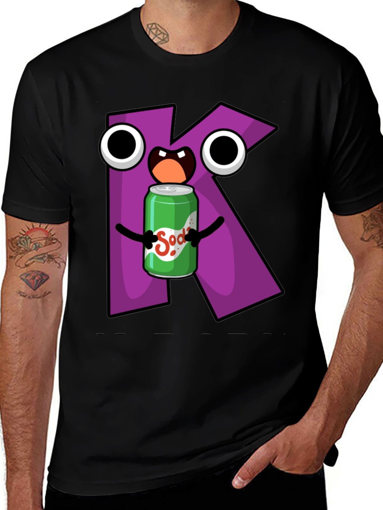 Letter K Soda Pop Cartoon Graphic T-Shirt