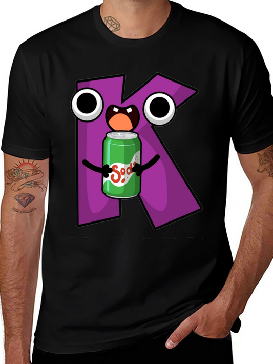 Letter K Soda Pop Cartoon Graphic T-Shirt