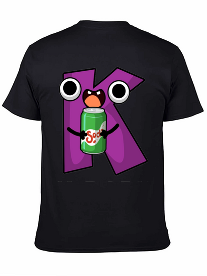 Letter K Soda Pop Cartoon Graphic T-Shirt