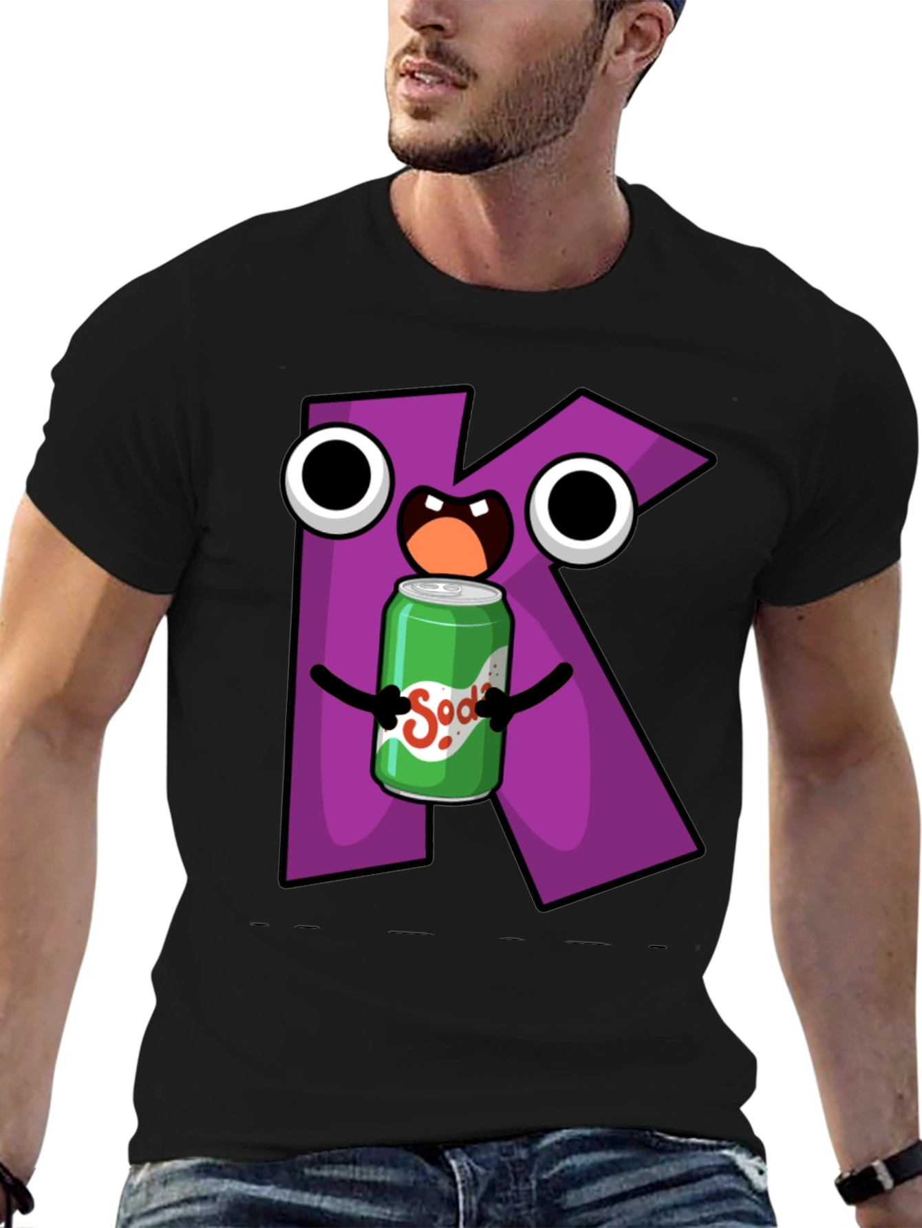 Letter K Soda Pop Cartoon Graphic T-Shirt