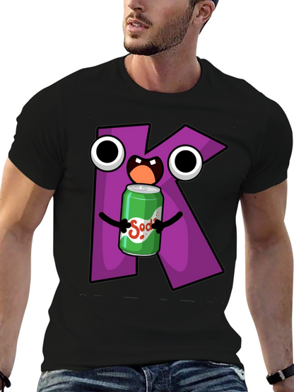 Letter K Soda Pop Cartoon Graphic T-Shirt