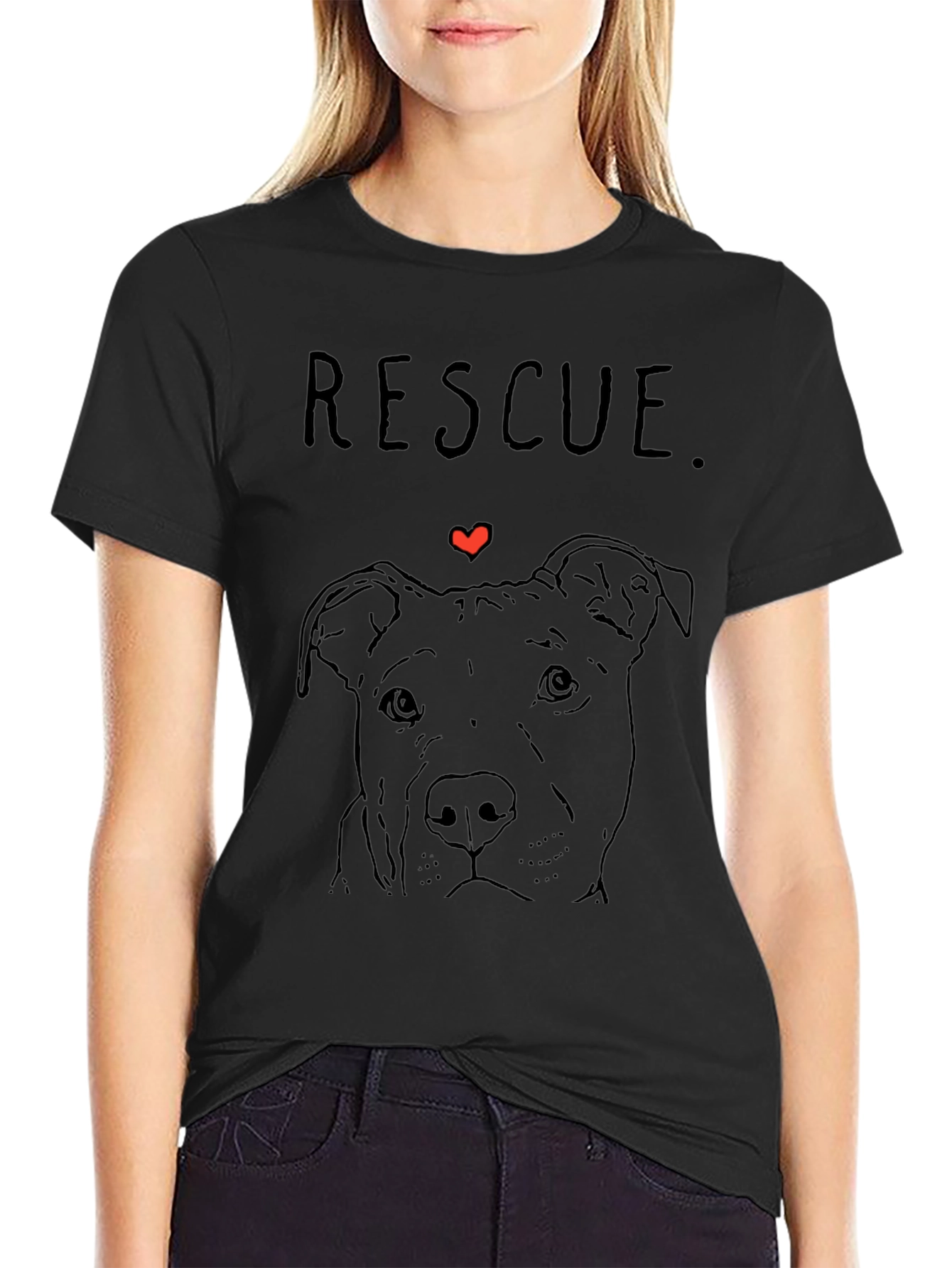 Rescue Dog Graphic T-Shirt - Black