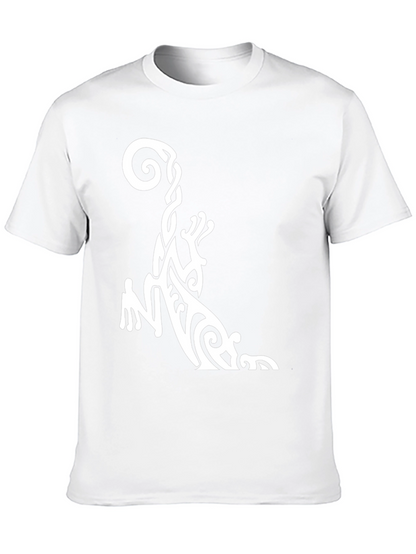 Tribal Gecko Graphic Tee - Black Cotton Casual T-Shirt