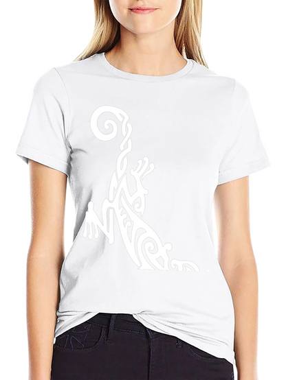 Tribal Gecko Graphic Tee - Black Cotton Casual T-Shirt