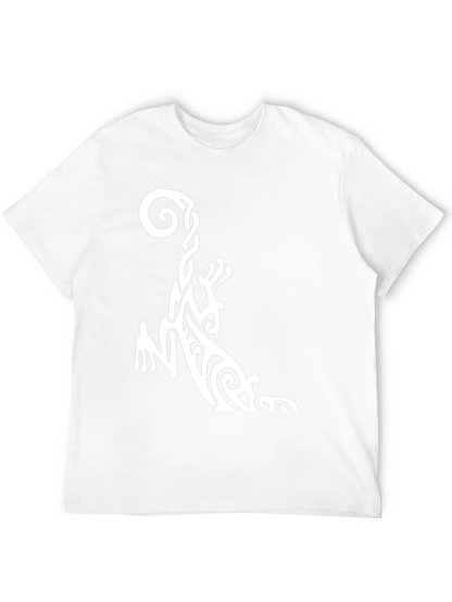 Tribal Gecko Graphic Tee - Black Cotton Casual T-Shirt