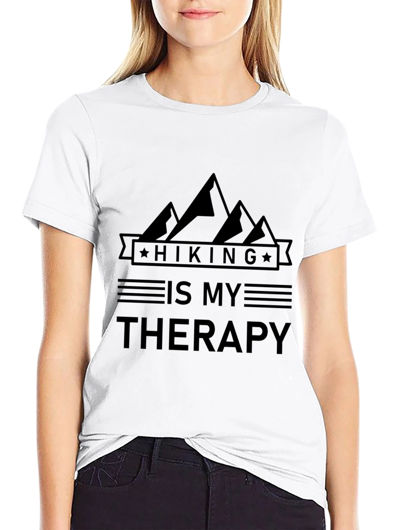 Hiking Is My Therapy Black T-Shirt