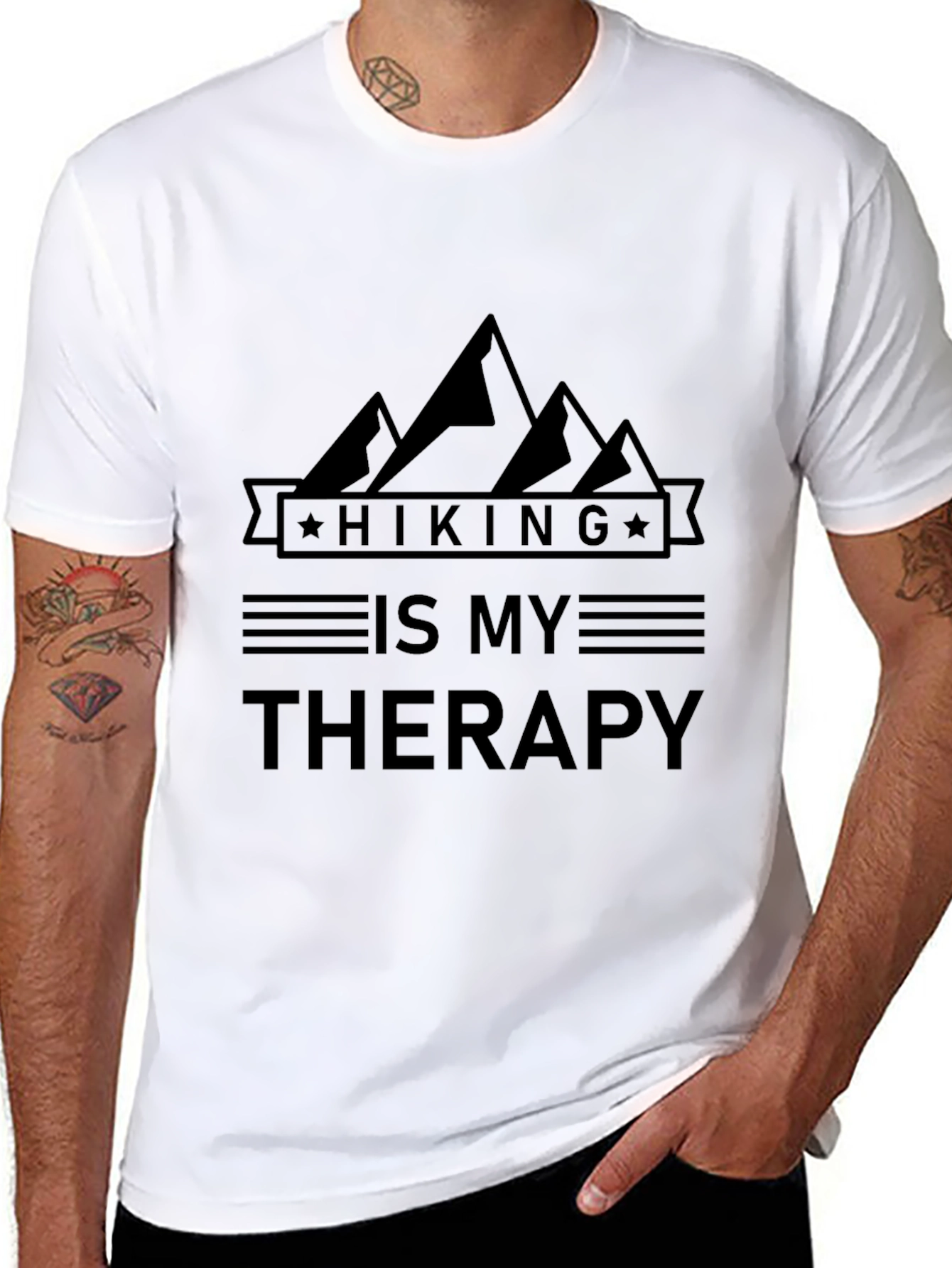 Hiking Is My Therapy Black T-Shirt