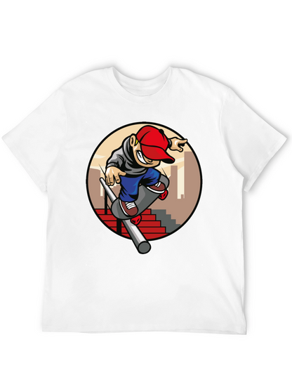 Skater Dude Graphic Tee - Black Cotton T-Shirt