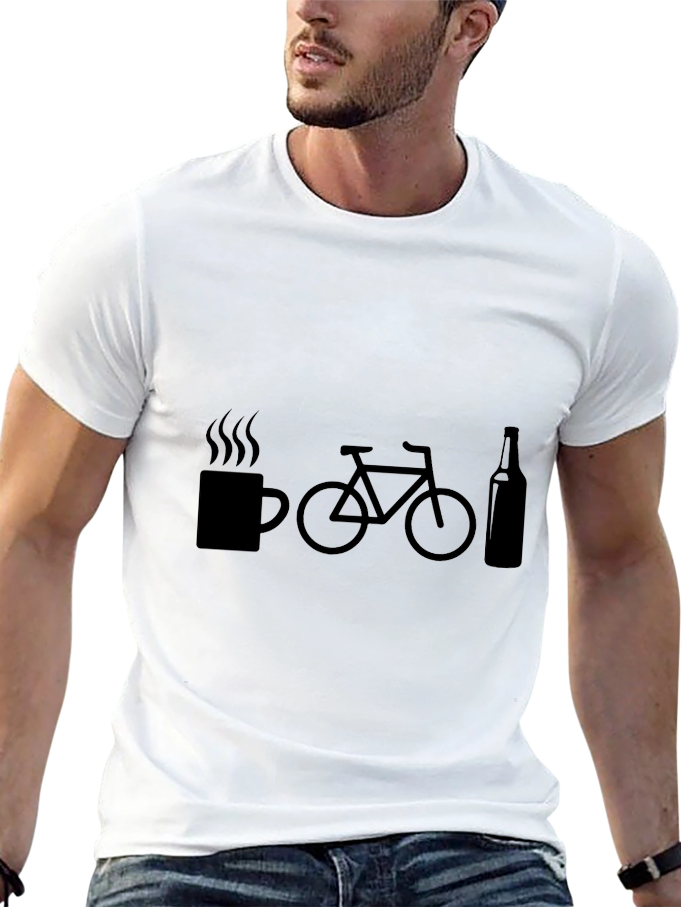Coffee Ride Beer T-Shirt - Funny Biking Tee