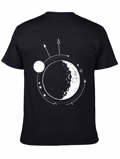 Lunar Orbit Black Graphic Tee - Celestial Style