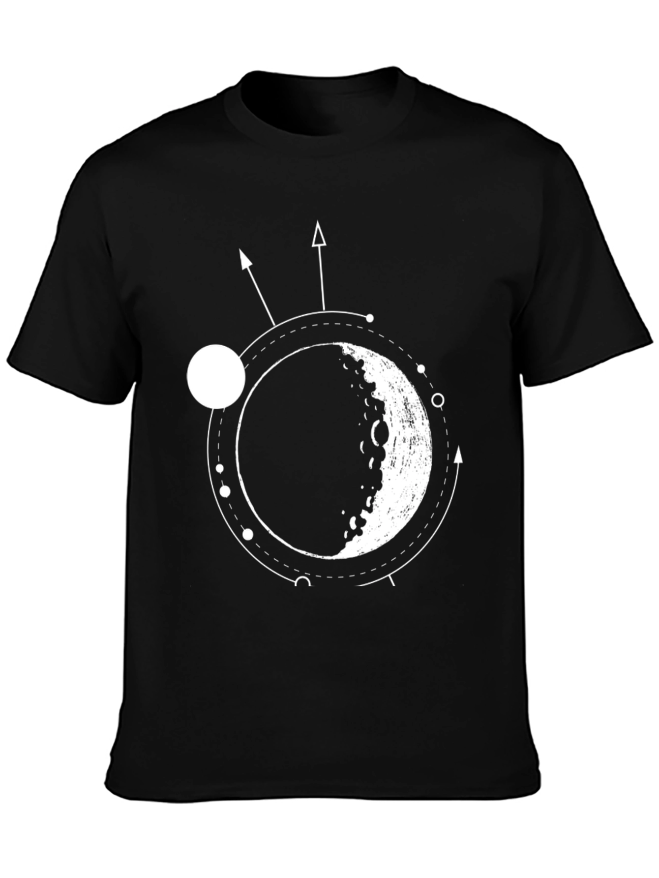 Lunar Orbit Black Graphic Tee - Celestial Style