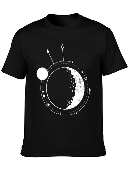 Lunar Orbit Black Graphic Tee - Celestial Style