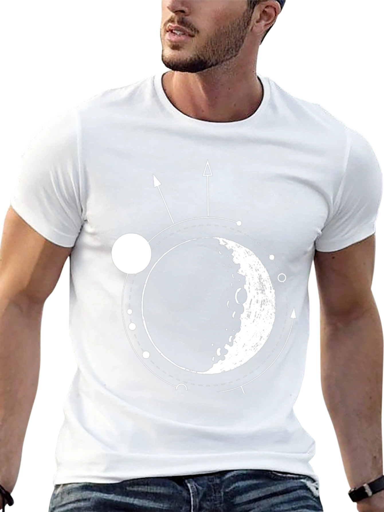 Lunar Orbit Black Graphic Tee - Celestial Style