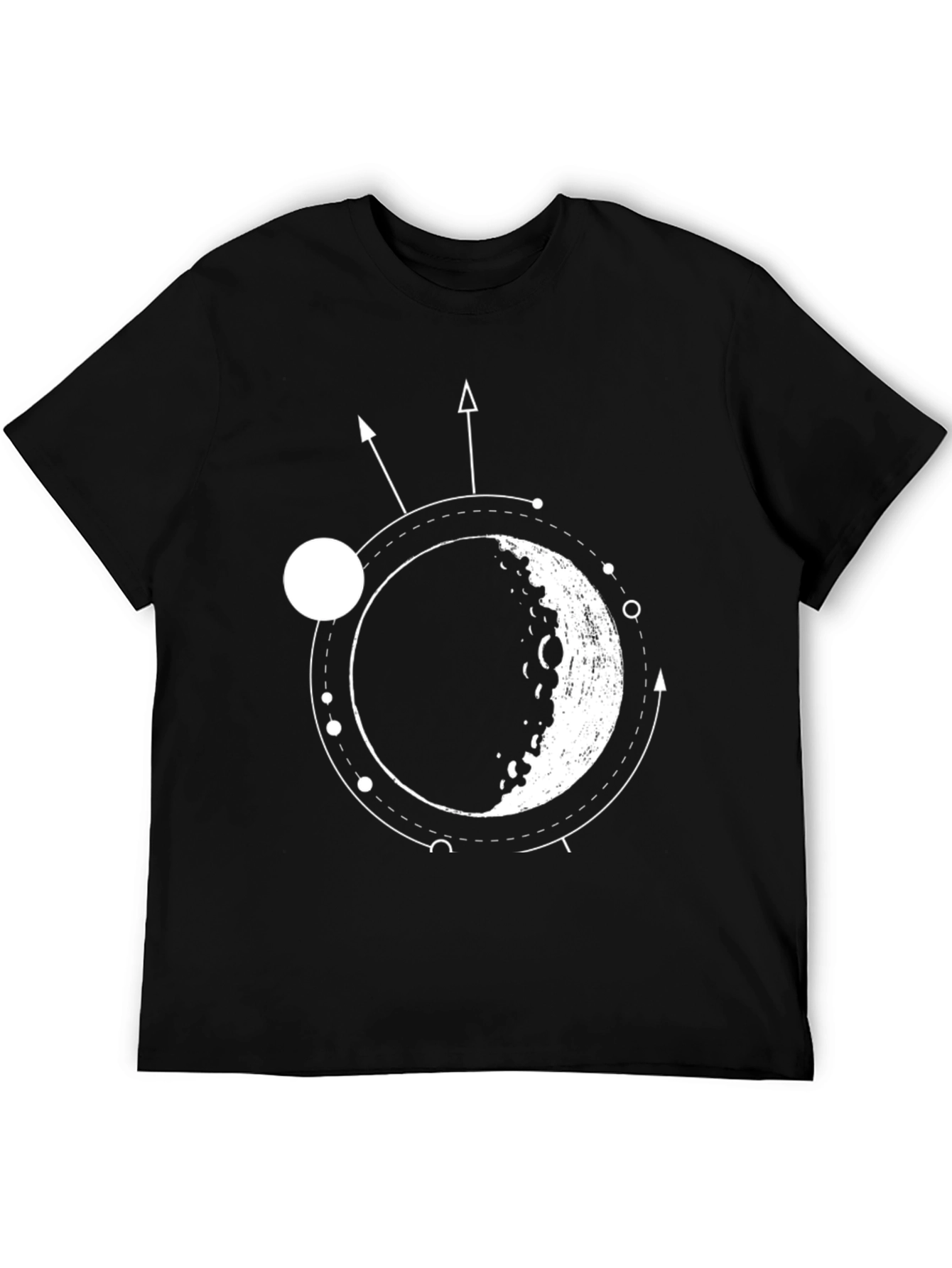 Lunar Orbit Black Graphic Tee - Celestial Style