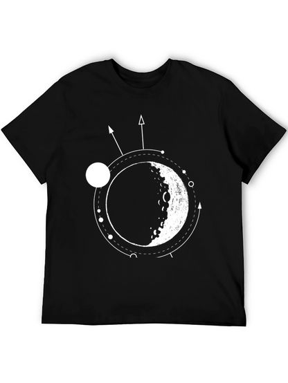 Lunar Orbit Black Graphic Tee - Celestial Style