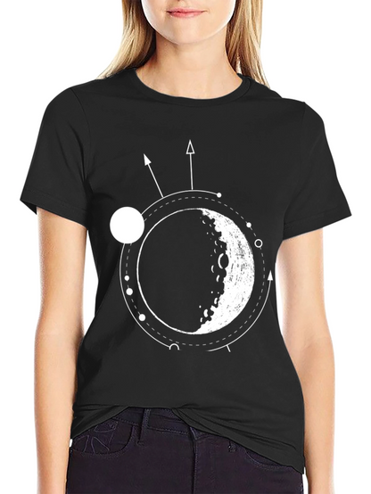 Lunar Orbit Black Graphic Tee - Celestial Style