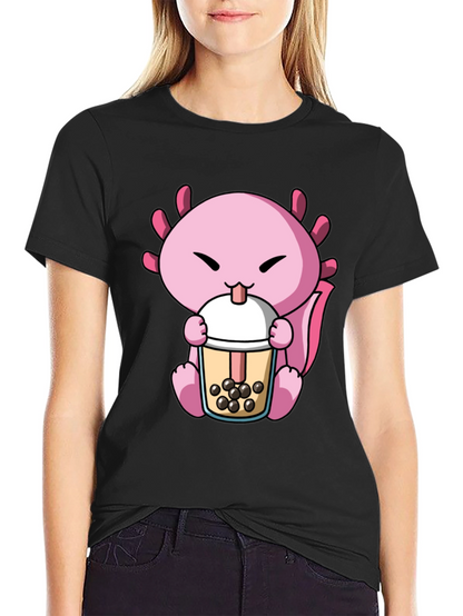 Axolotl Boba Tea Graphic Tee - Cute & Fun