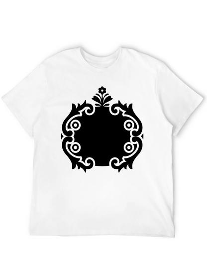 Stylish Black Tee with Ornate Center Graphic