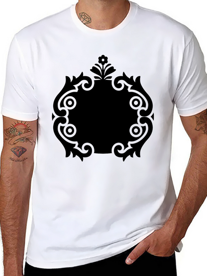 Stylish Black Tee with Ornate Center Graphic