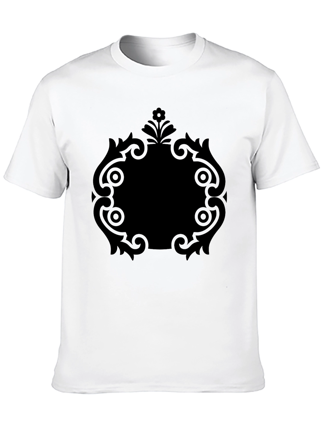Stylish Black Tee with Ornate Center Graphic