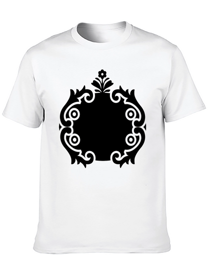 Stylish Black Tee with Ornate Center Graphic