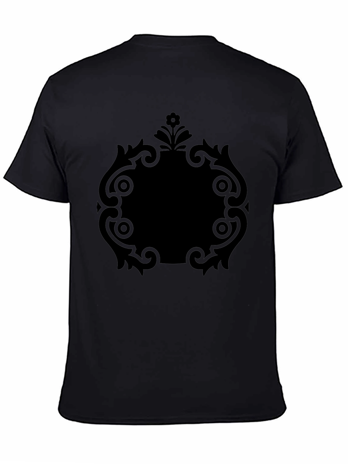 Stylish Black Tee with Ornate Center Graphic