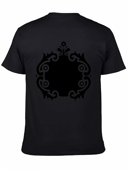 Stylish Black Tee with Ornate Center Graphic