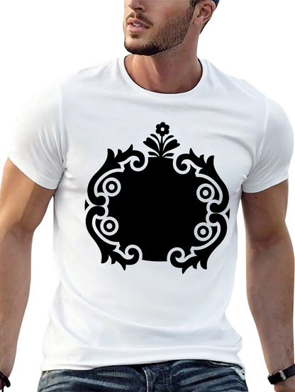 Stylish Black Tee with Ornate Center Graphic