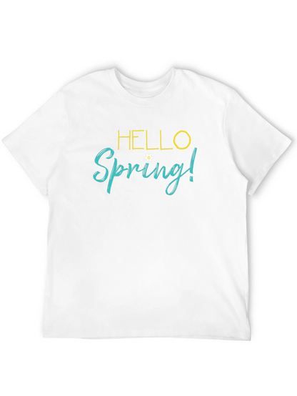Hello Spring! Black Graphic T-Shirt
