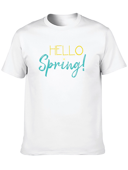 Hello Spring! Black Graphic T-Shirt
