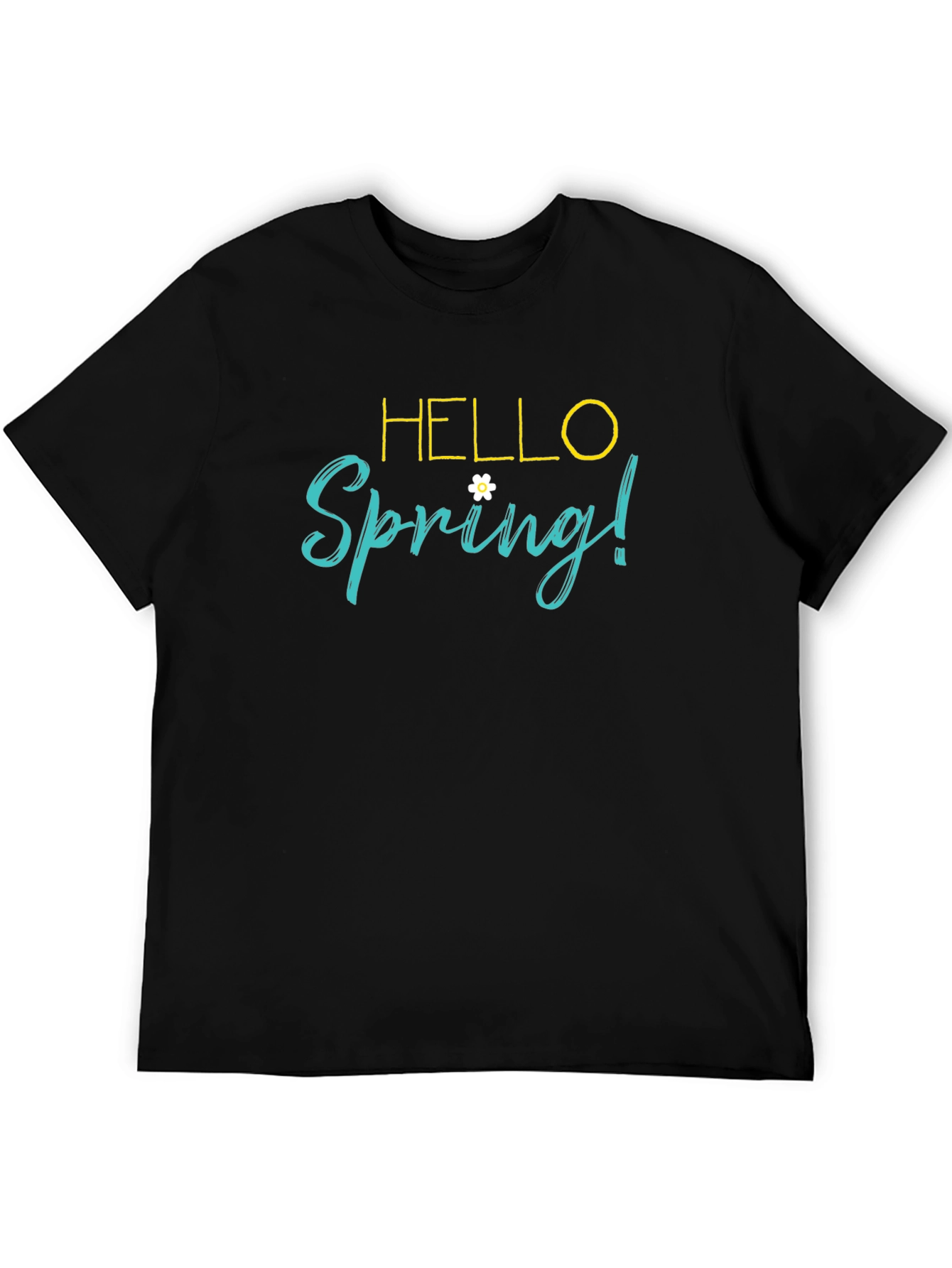 Hello Spring! Black Graphic T-Shirt