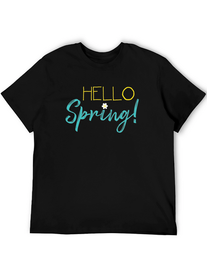 Hello Spring! Black Graphic T-Shirt