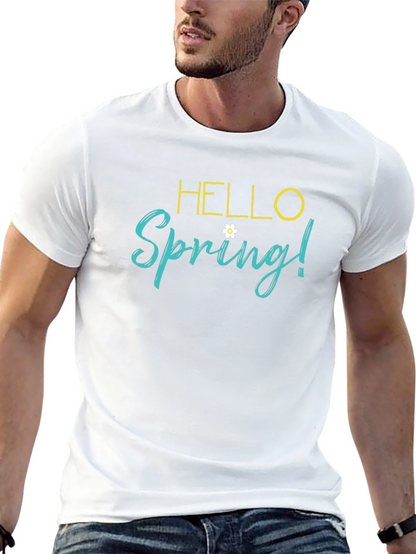 Hello Spring! Black Graphic T-Shirt