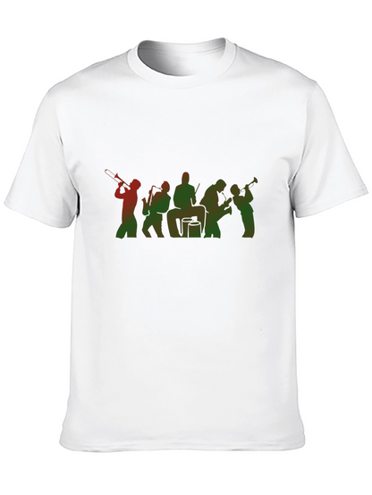 Jazz Band Graphic Tee - Black Cotton Blend