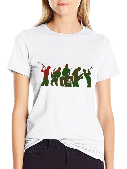 Jazz Band Graphic Tee - Black Cotton Blend