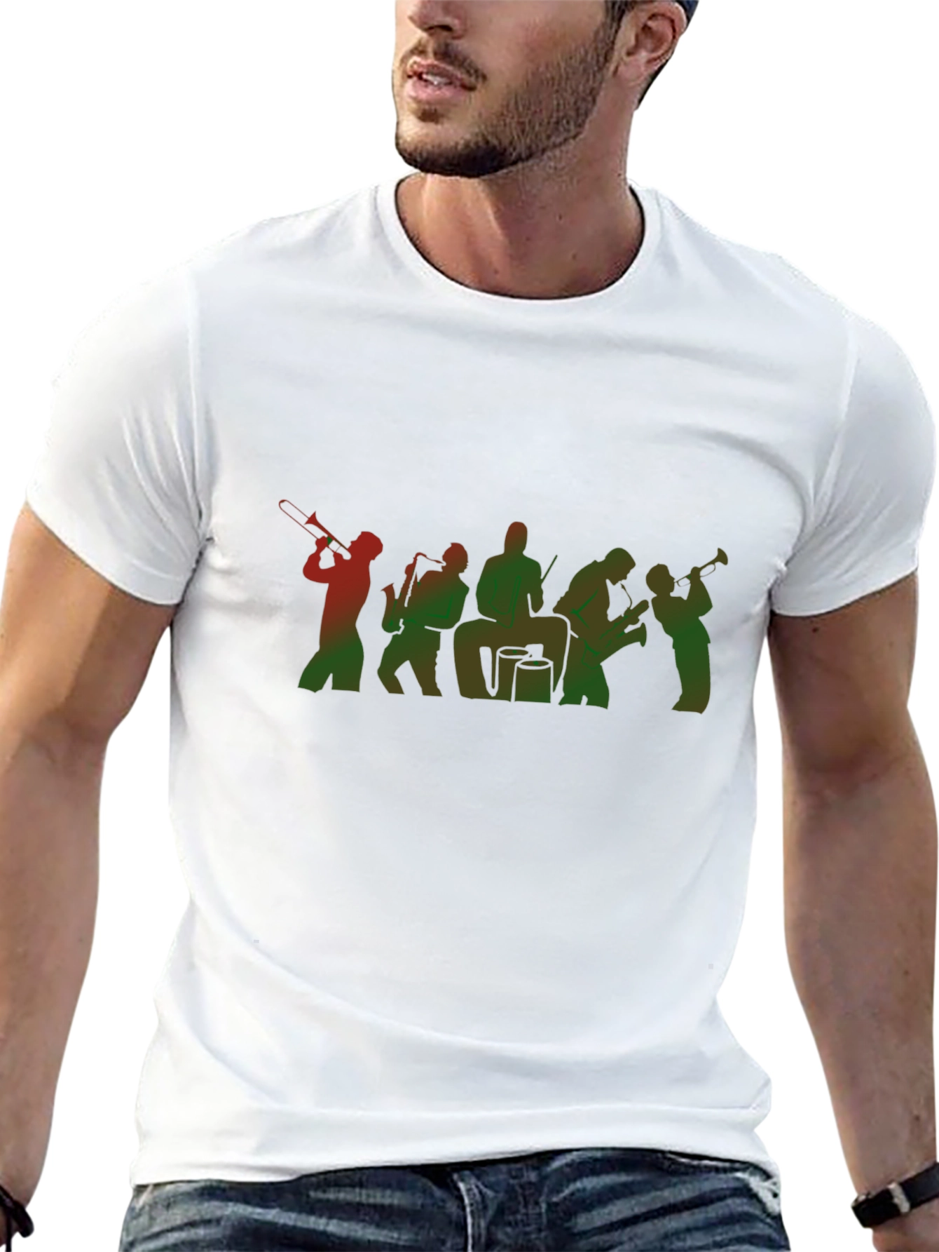 Jazz Band Graphic Tee - Black Cotton Blend