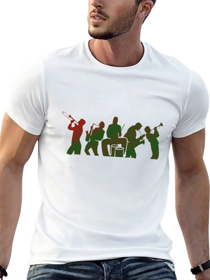 Jazz Band Graphic Tee - Black Cotton Blend