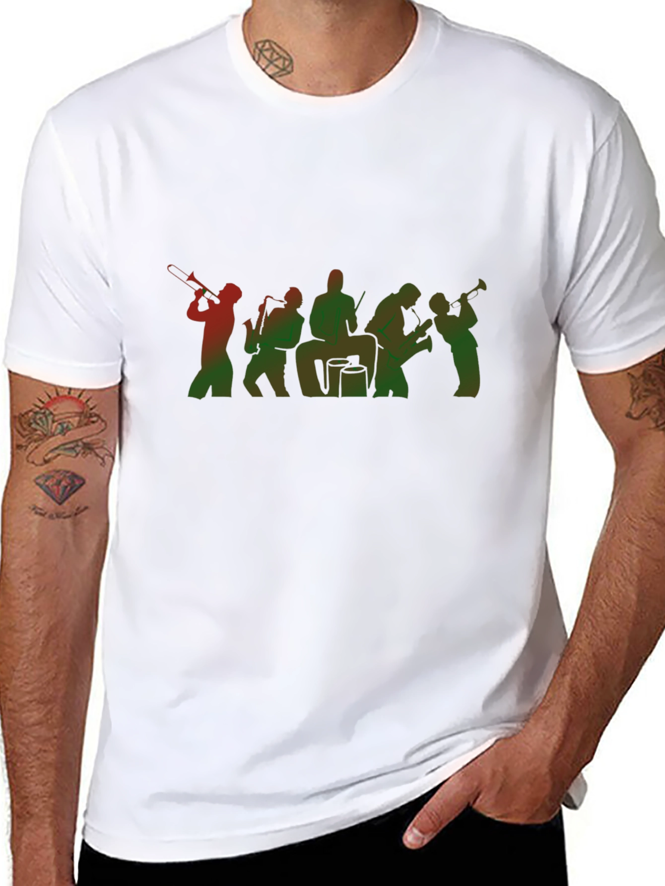 Jazz Band Graphic Tee - Black Cotton Blend