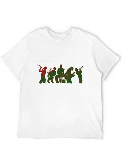 Jazz Band Graphic Tee - Black Cotton Blend