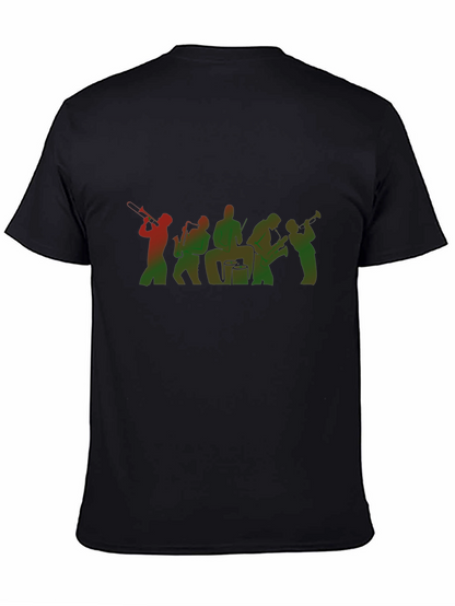 Jazz Band Graphic Tee - Black Cotton Blend