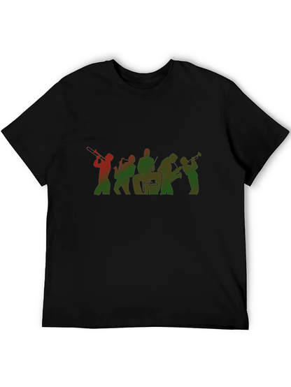 Jazz Band Graphic Tee - Black Cotton Blend