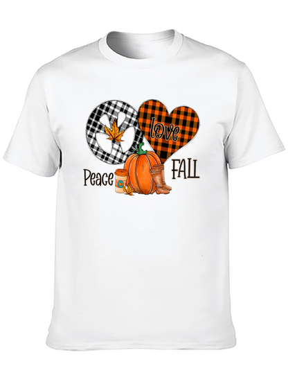 Peace Love Fall Graphic Tee - Autumn Vibes T-Shirt