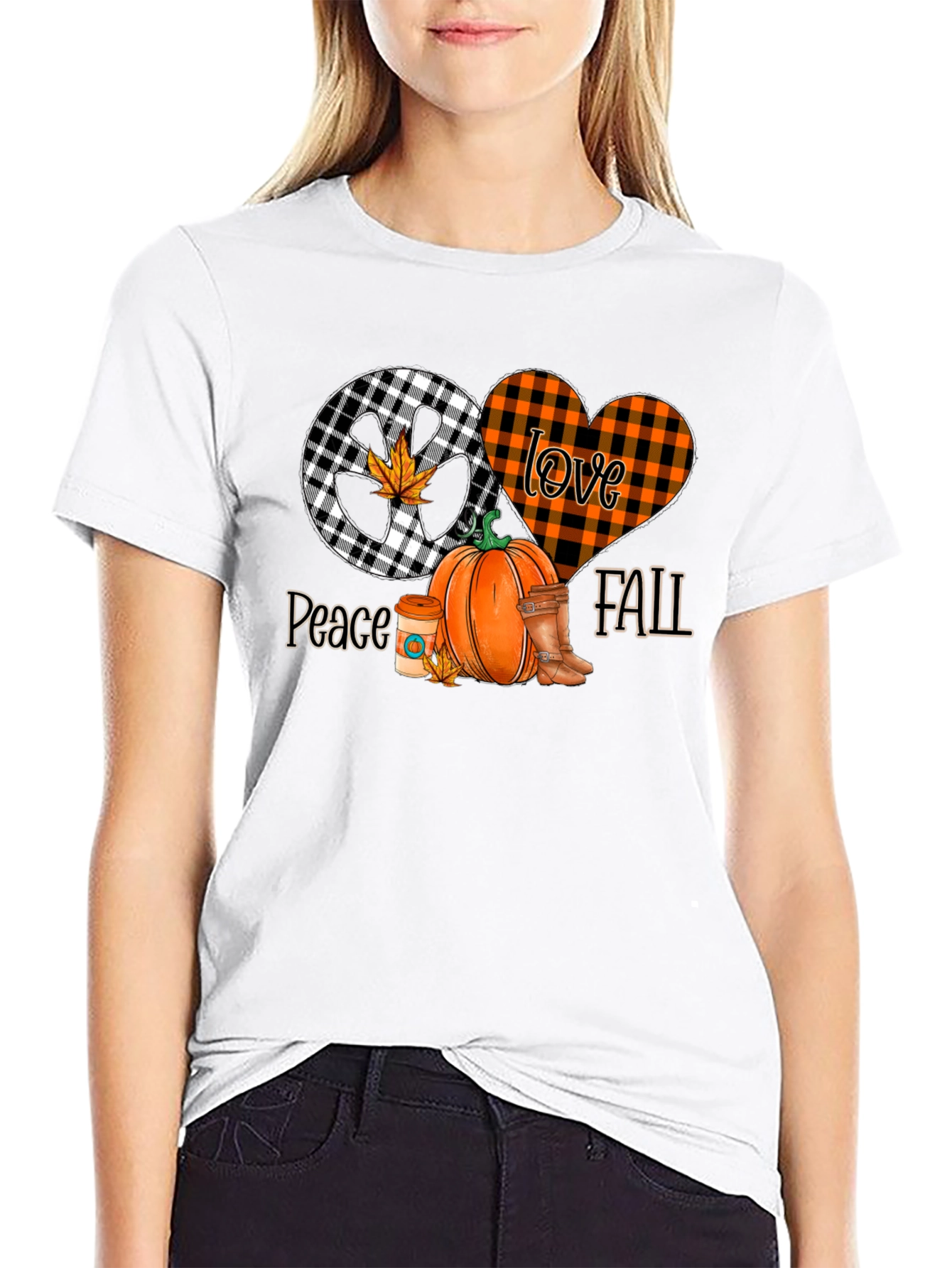 Peace Love Fall Graphic Tee - Autumn Vibes T-Shirt